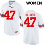 NCAA Ohio State Buckeyes Women's #47 Justin Hilliard White Nike Football College Jersey ERM3545GG